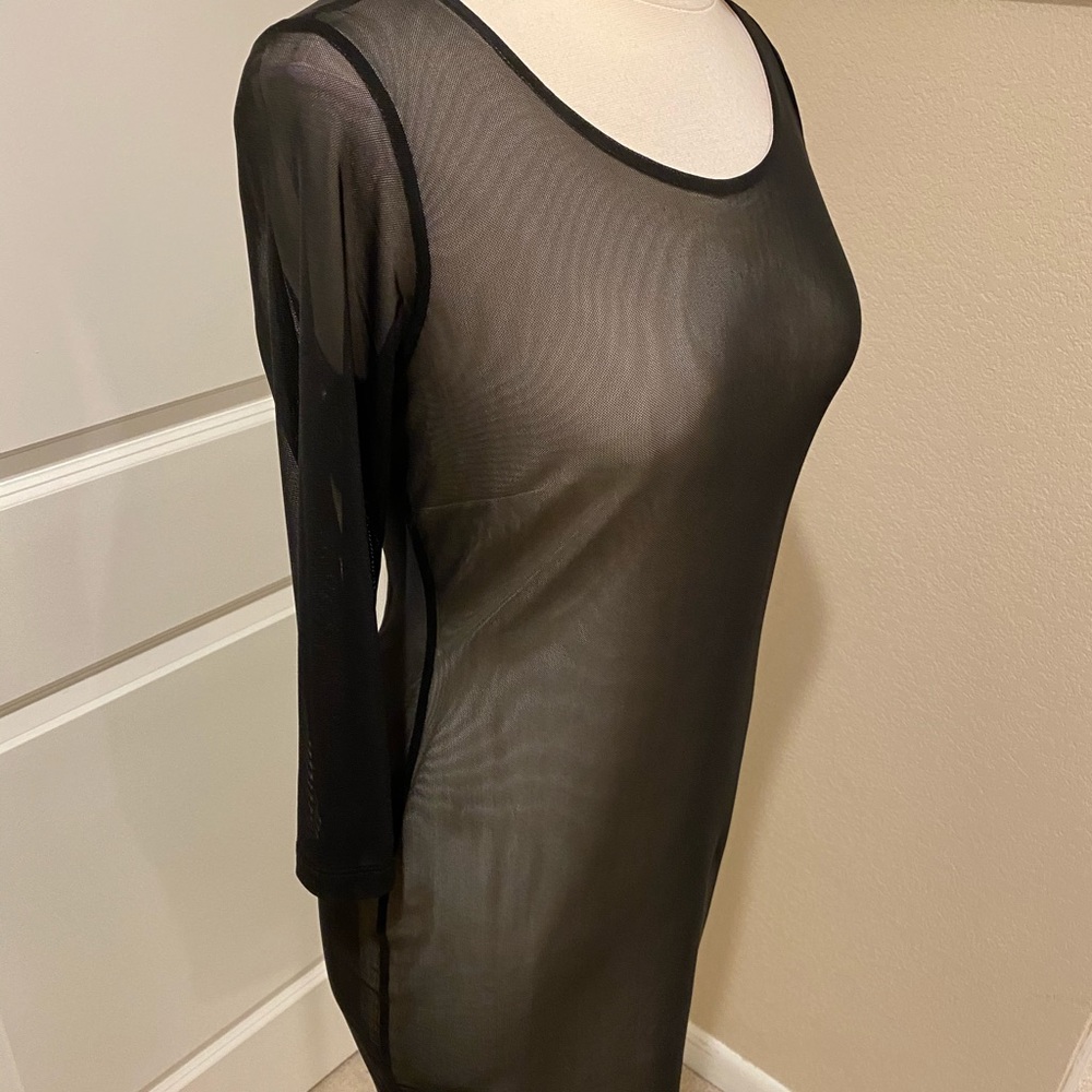 Philosophy Sheer Nude & Black Fitted Dress size M